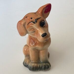 Vintage Winking Dog Ceramic Salt or Pepper Shaker